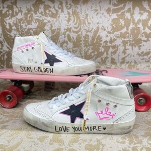 Golden Goode Mid Star Sneakers with Black Star
